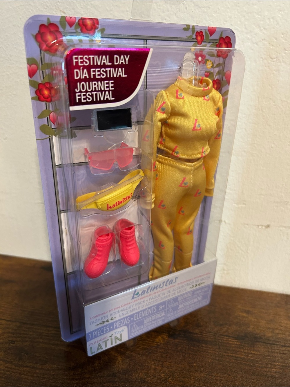 LatinaFest Festival Day Yellow Doll‎ Outfit with Pink Accessories by